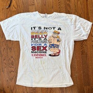 Vintage White Vacation Graphic T-Shirt Print Cozumel Mexico Large
